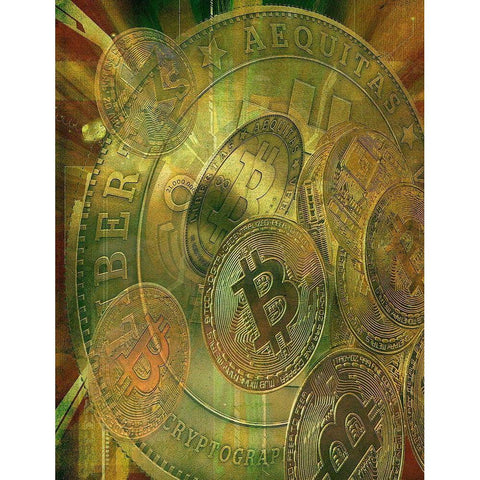 Grunge Bitcoin VI White Modern Wood Framed Art Print by Hunziker, Steve