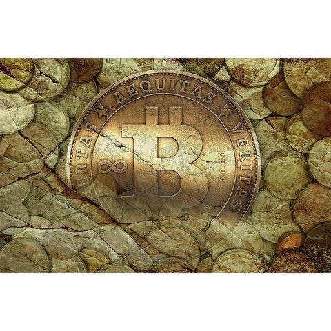 Bitcoin New Age I Black Modern Wood Framed Art Print with Double Matting by Hunziker, Steve