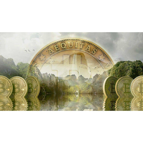 Bitcoin New Age II Gold Ornate Wood Framed Art Print with Double Matting by Hunziker, Steve