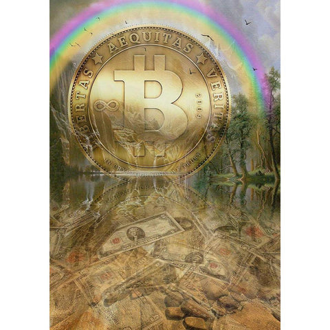 Bitcoin New Age IV Black Modern Wood Framed Art Print with Double Matting by Hunziker, Steve