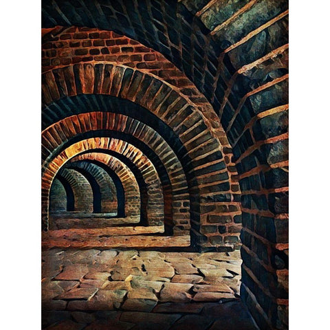 Medieval Vaulted Cellar I Gold Ornate Wood Framed Art Print with Double Matting by Aldridge, Ashley