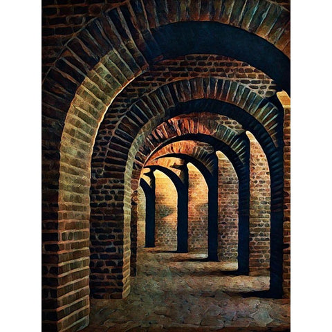 Medieval Vaulted Cellar II Gold Ornate Wood Framed Art Print with Double Matting by Aldridge, Ashley