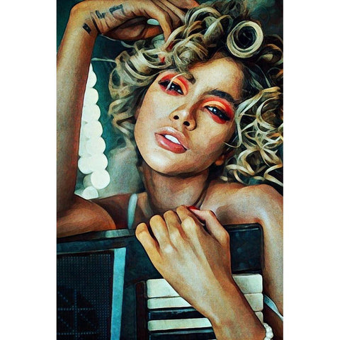 Frankie I Black Modern Wood Framed Art Print with Double Matting by Aldridge, Ashley