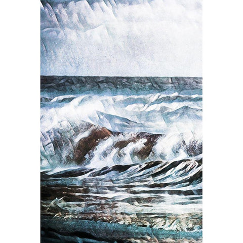 Stormy Seas Blue Ocean Breeze Gold Ornate Wood Framed Art Print with Double Matting by Aldridge, Ashley