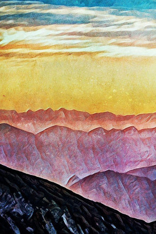 Coloured Summit Sunset I White Modern Wood Framed Art Print with Double Matting by Aldridge, Ashley