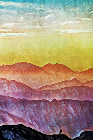 Coloured Summit Sunset II Black Ornate Wood Framed Art Print with Double Matting by Aldridge, Ashley