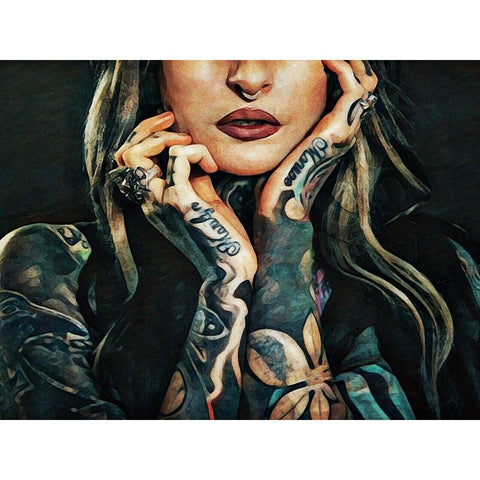 Tattooed Temptress White Modern Wood Framed Art Print by Aldridge, Ashley