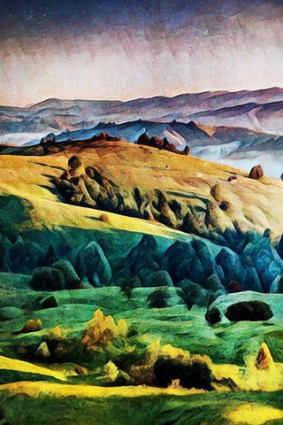 Misty Morning Mountains I Black Ornate Wood Framed Art Print with Double Matting by Aldridge, Ashley