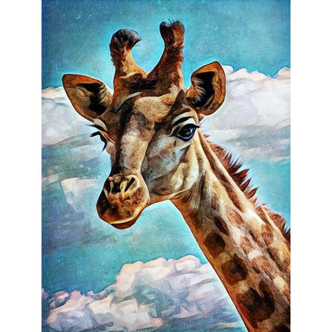 Giraffe in the Clouds White Modern Wood Framed Art Print by Aldridge, Ashley