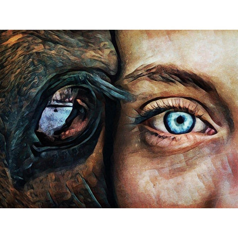 Eye to Eye Black Modern Wood Framed Art Print with Double Matting by Aldridge, Ashley