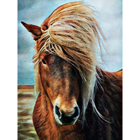 Icelandic Horse Wind Blown Blonde White Modern Wood Framed Art Print by Aldridge, Ashley