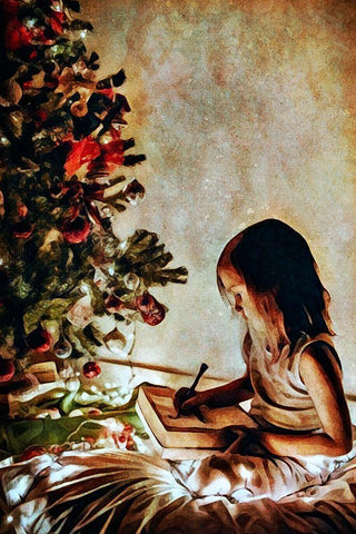 Dear Santa Black Ornate Wood Framed Art Print with Double Matting by Aldridge, Ashley