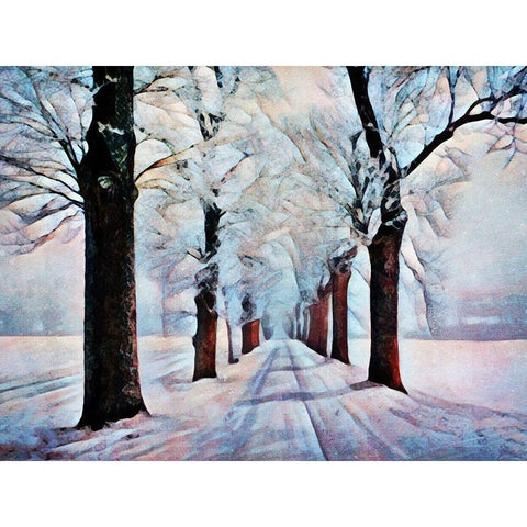 Walk Down Winter Lane Black Modern Wood Framed Art Print with Double Matting by Aldridge, Ashley