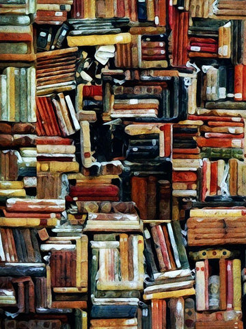 Built of Books Stacked Black Ornate Wood Framed Art Print with Double Matting by Aldridge, Ashley