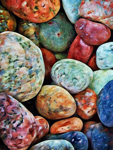 Particoloured Pebbles I White Modern Wood Framed Art Print with Double Matting by Aldridge, Ashley