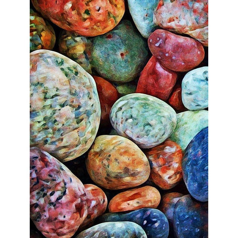 Particoloured Pebbles I Black Modern Wood Framed Art Print with Double Matting by Aldridge, Ashley