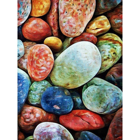 Particoloured Pebbles II Black Modern Wood Framed Art Print with Double Matting by Aldridge, Ashley