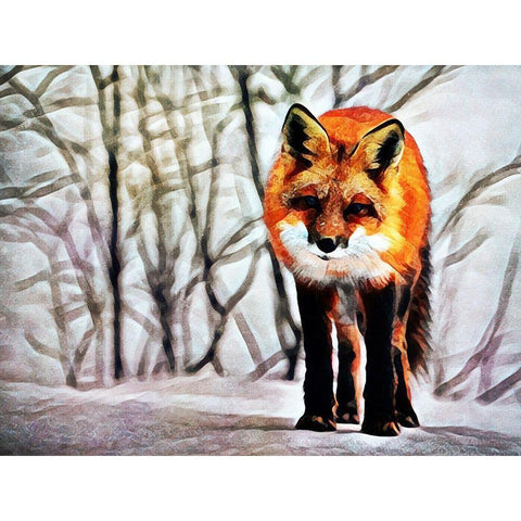 Red Fox Fascination Gold Ornate Wood Framed Art Print with Double Matting by Aldridge, Ashley