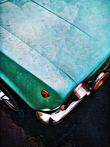 Turquoise Car Close-up White Modern Wood Framed Art Print with Double Matting by Aldridge, Ashley