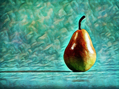 Turquoise Pear Perfection White Modern Wood Framed Art Print with Double Matting by Aldridge, Ashley