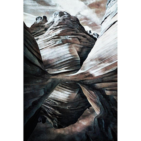 Layered Rock Reflected Black Modern Wood Framed Art Print by Aldridge, Ashley