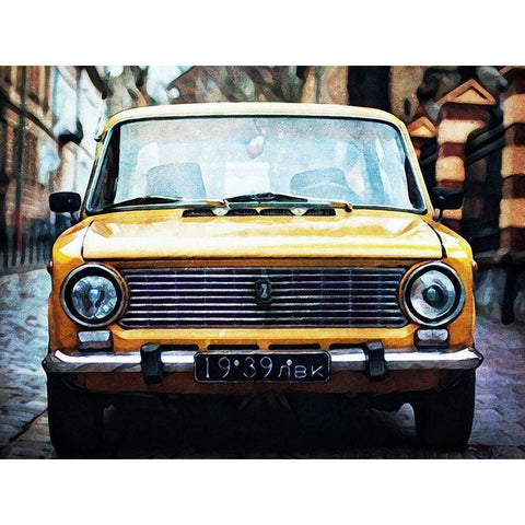 Canary Coloured Car Black Modern Wood Framed Art Print with Double Matting by Aldridge, Ashley