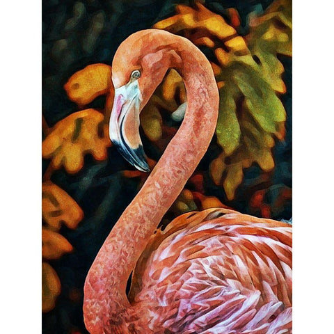 Poised Pink Flamingo White Modern Wood Framed Art Print by Aldridge, Ashley