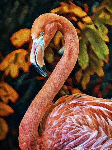 Poised Pink Flamingo White Modern Wood Framed Art Print with Double Matting by Aldridge, Ashley