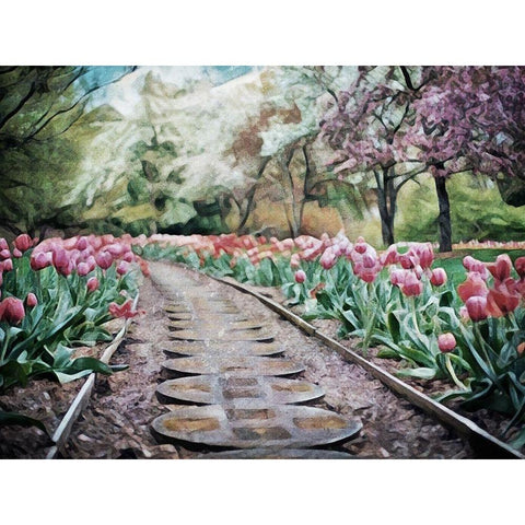 Spring Tulipa Trail Black Modern Wood Framed Art Print with Double Matting by Aldridge, Ashley