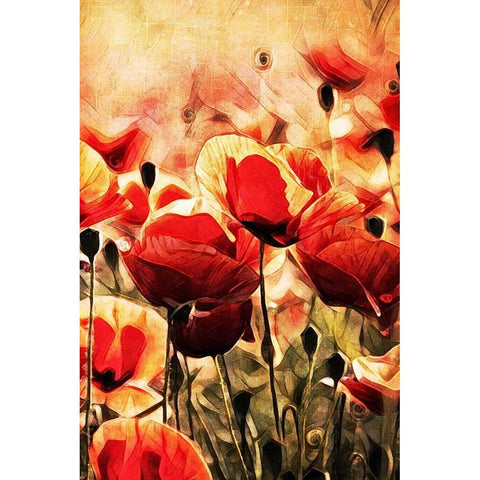 Poppy Fields In Focus II Gold Ornate Wood Framed Art Print with Double Matting by Aldridge, Ashley