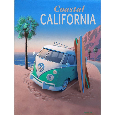 Coastal California with Text Gold Ornate Wood Framed Art Print with Double Matting by Courtney, Richard