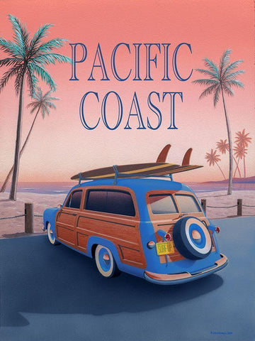 Pacific Coast with Text White Modern Wood Framed Art Print with Double Matting by Courtney, Richard