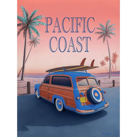 Pacific Coast with Text Gold Ornate Wood Framed Art Print with Double Matting by Courtney, Richard