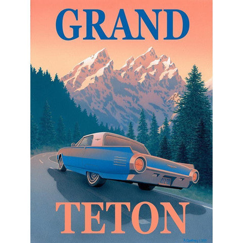 Grand Teton with Text White Modern Wood Framed Art Print by Courtney, Richard