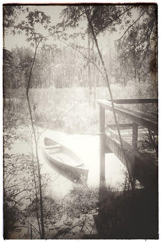 Canoe at the Dock White Modern Wood Framed Art Print with Double Matting by Curinga, Kim