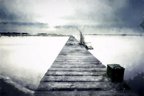 Foggy Jetty White Modern Wood Framed Art Print with Double Matting by Curinga, Kim
