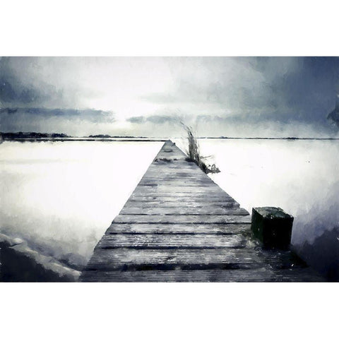 Foggy Jetty Black Modern Wood Framed Art Print by Curinga, Kim