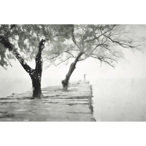 Misty Dock White Modern Wood Framed Art Print by Curinga, Kim