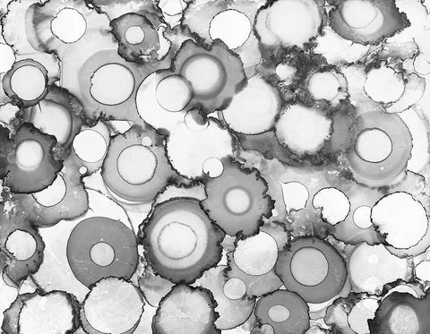 Black Circles White Modern Wood Framed Art Print with Double Matting by Curinga, Kim