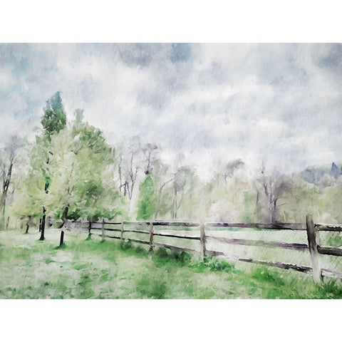Scenic Fence Black Modern Wood Framed Art Print by Curinga, Kim