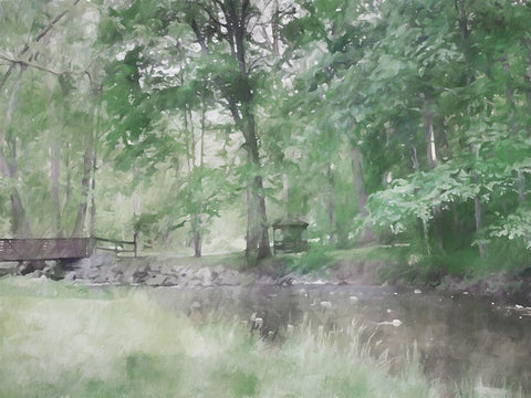 Gazebo in the Woods White Modern Wood Framed Art Print with Double Matting by Curinga, Kim