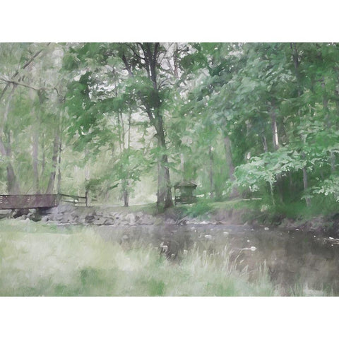 Gazebo in the Woods Black Modern Wood Framed Art Print with Double Matting by Curinga, Kim