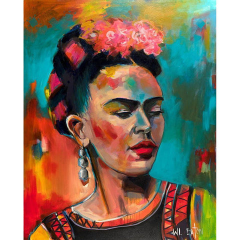 Frida Khalo Black Modern Wood Framed Art Print with Double Matting by Eaton, Winnie