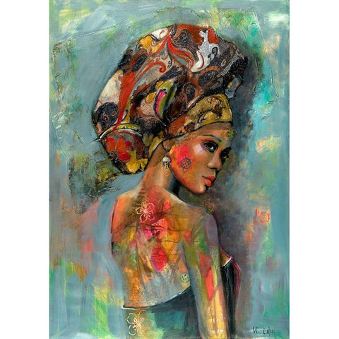 Lady with Headscarf White Modern Wood Framed Art Print by Eaton, Winnie