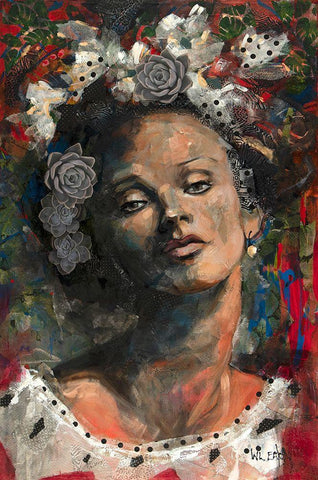 Girl with Pearl Earing Black Ornate Wood Framed Art Print with Double Matting by Eaton, Winnie