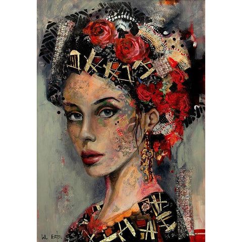 Spanish Lady with Flowers Black Modern Wood Framed Art Print with Double Matting by Eaton, Winnie