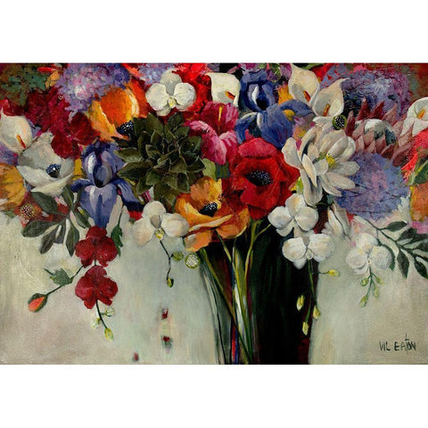 Wild Colorful Flowers White Modern Wood Framed Art Print by Eaton, Winnie