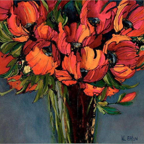 Flower Flames Burnt Orange White Modern Wood Framed Art Print by Eaton, Winnie