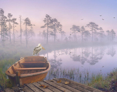 DaybreakBlues Black Ornate Wood Framed Art Print with Double Matting by Hunziker, Steve