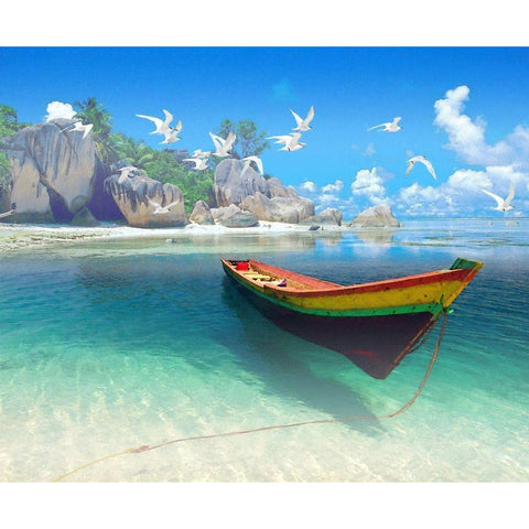 Tropical Shangrila I Gold Ornate Wood Framed Art Print with Double Matting by Hunziker, Steve